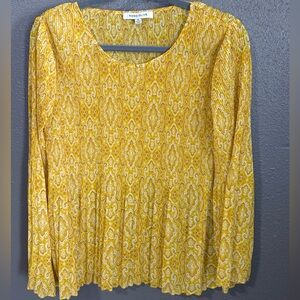 Rose + Olive Yellow Patterned Blouse size M  (SKU 65)